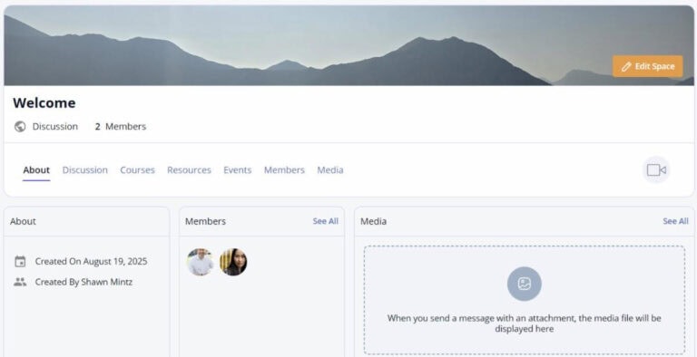 A comfortable virtual collaboration space for team members to connect and share ideas.
