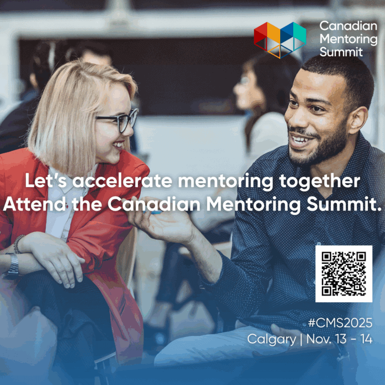 Mentoring professionals engaging at the Canadian Mentoring Summit in Calgary, fostering connections.